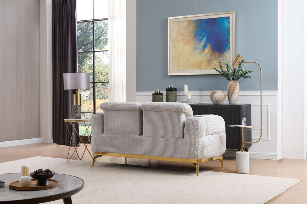 Zoe Modern Style 3PC Sofa Set with Plush Chenille Upholstery - Gray or Cream