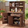 Solid Fir Wood Potting Bench with Hutch - Brown or Gray