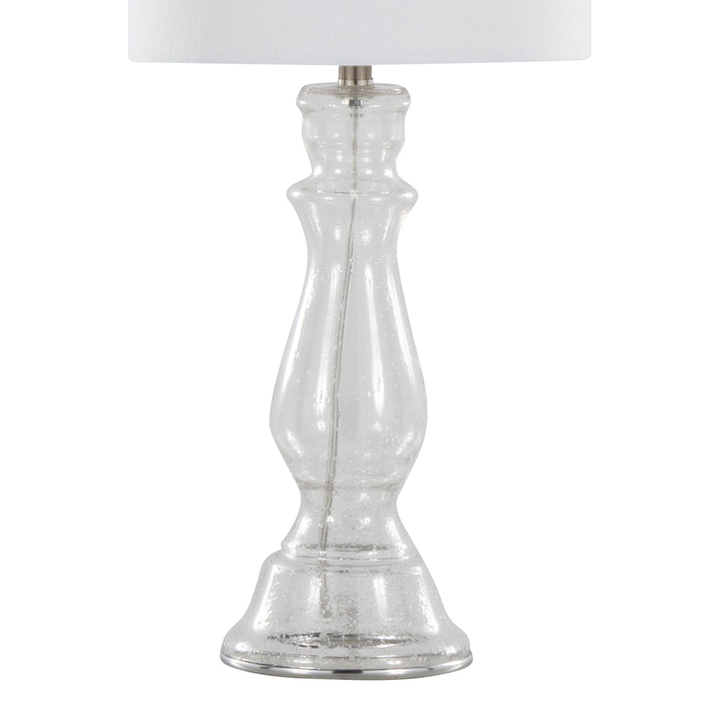 Contemporary Angel Table Lamp Set with Seeded Glass - White or Blue