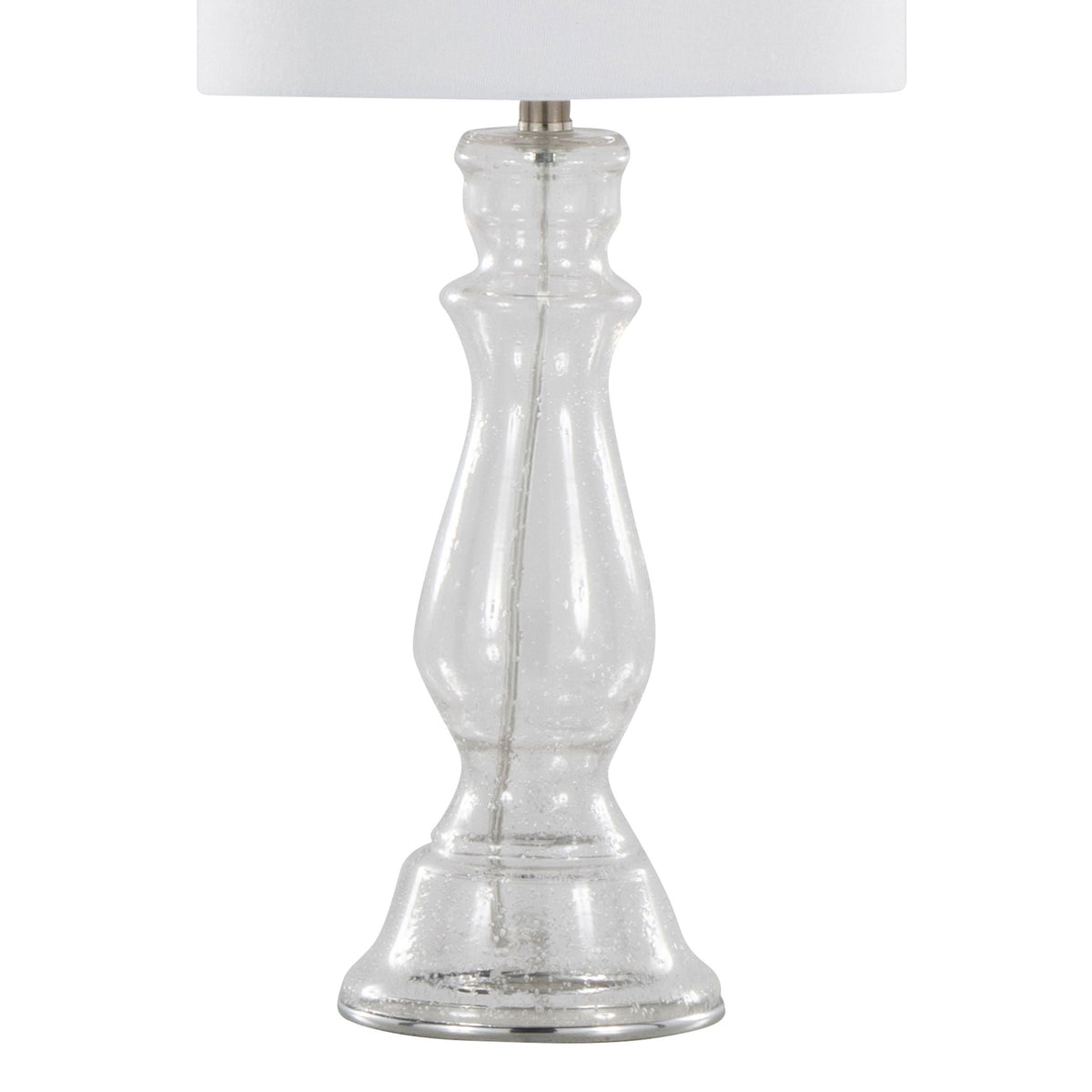 Contemporary Angel Table Lamp Set with Seeded Glass - White or Blue