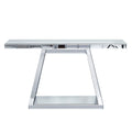 Full Body Mirror Console Table with 360° Reflective Surface and Trapezoid Base - Silver