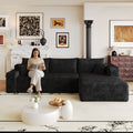 Modern Minimalist Cloud Sectional Sofa with Plush Corduroy Fabric - Light Gray