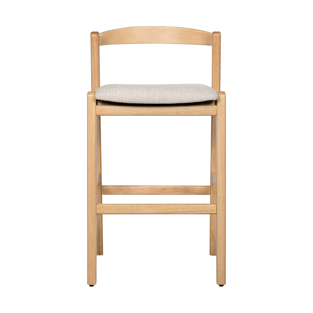 Balmain Indoor Rubberwood Barstool with Cushioned Seat - Brown
