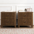 Modern Fluted Nightstand with 3 Drawers - Dark Brown or Light Brown