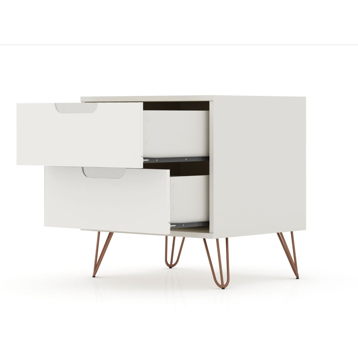 2 Drawer Nightstand with Durable Splayed Legs - Multiple Colors