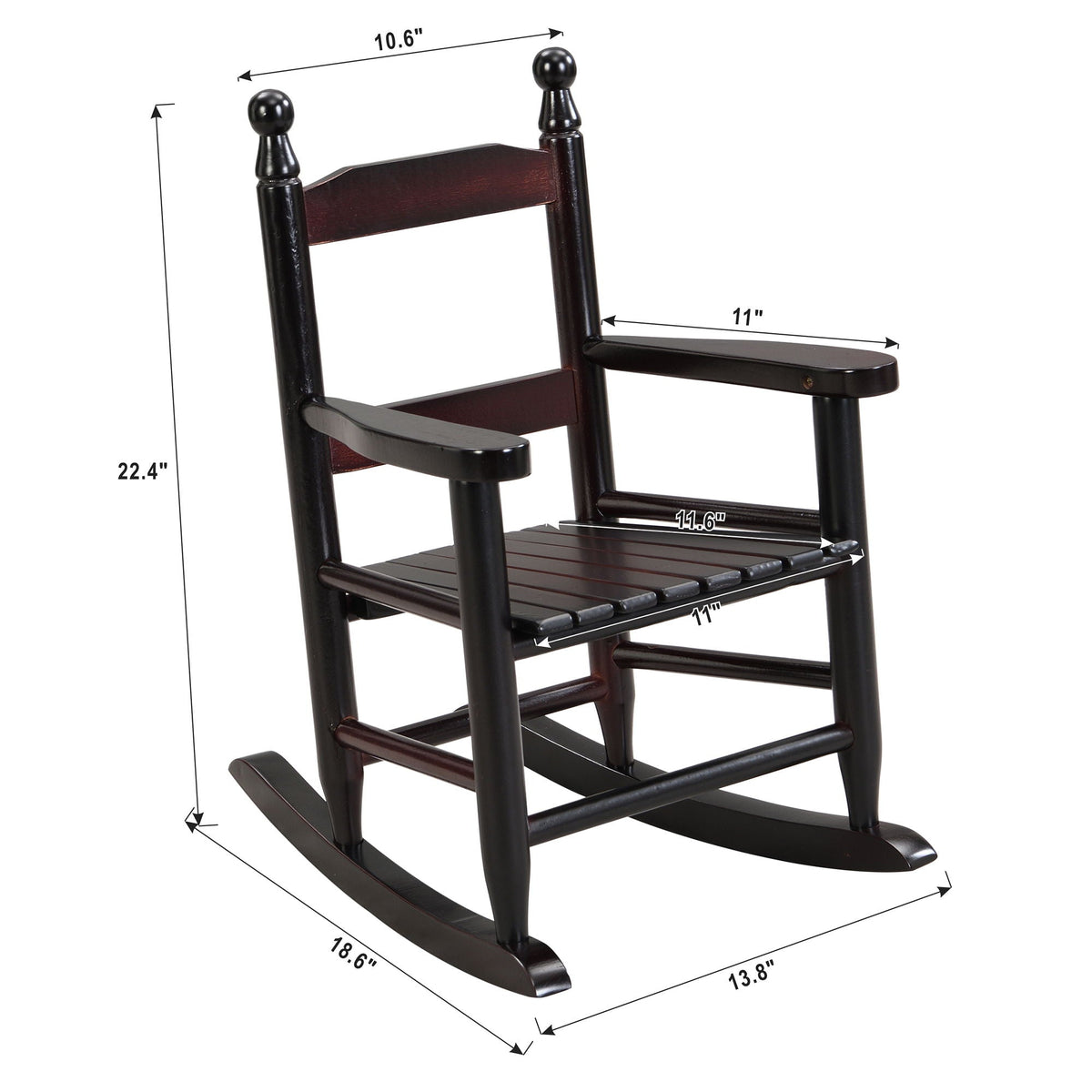 Children's Rocking Chair with Sturdy Populus Wood Frame - Multiple Colors