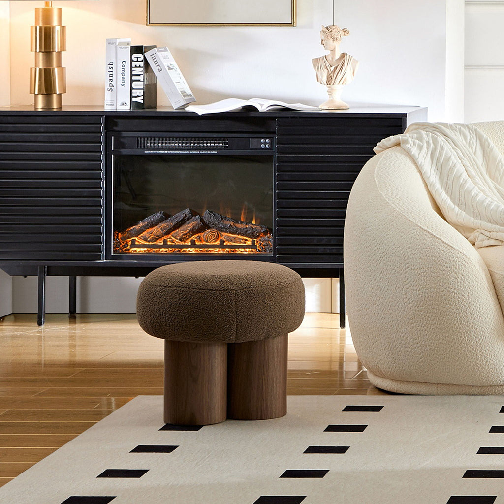 Versatile Mushroom Stool Ottoman with Cushion - Dark Brown, White, Beige