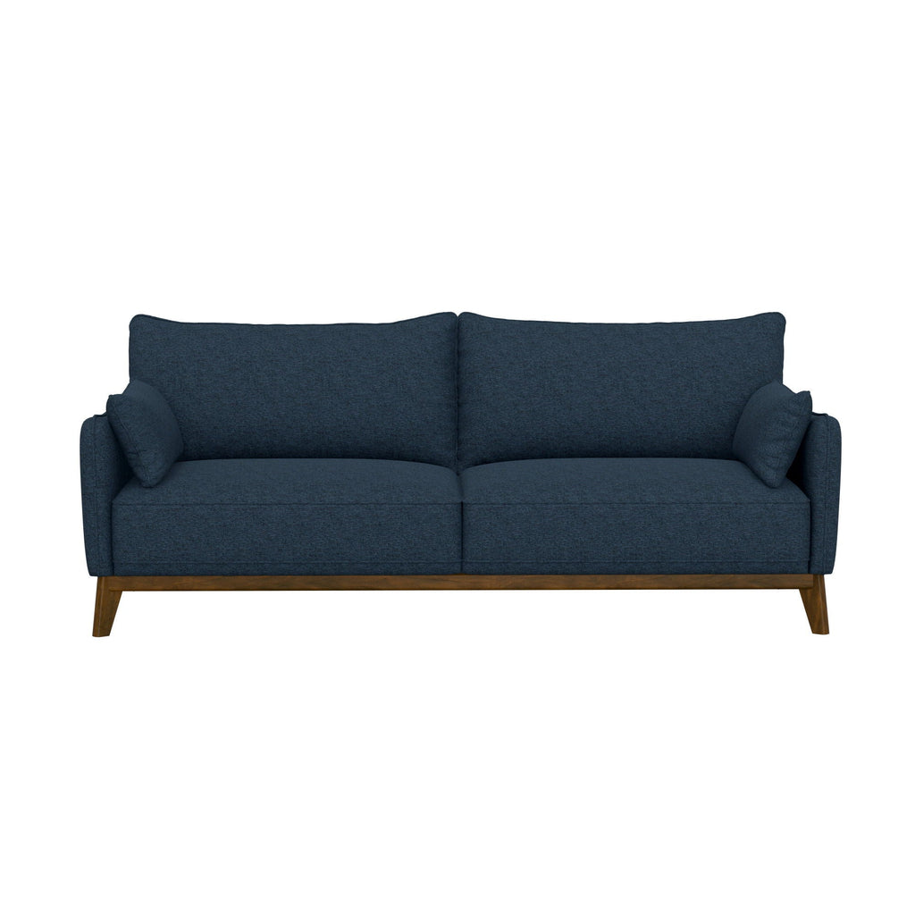 Wide Blue Stationary Sofa with Attached Legs - 84" Modern Comfort