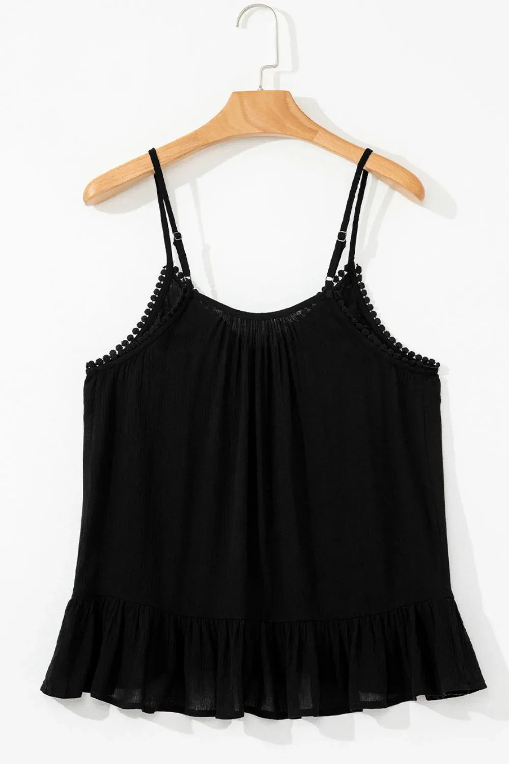 Floral Ruffled Hem Embroidery Cami