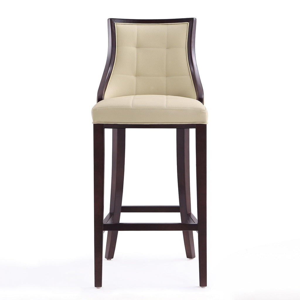 White Bar Height Stool with Solid Wood Frame - Traditional Design