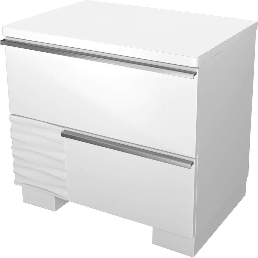 White 2 Drawer Nightstand with Lacquer Finish