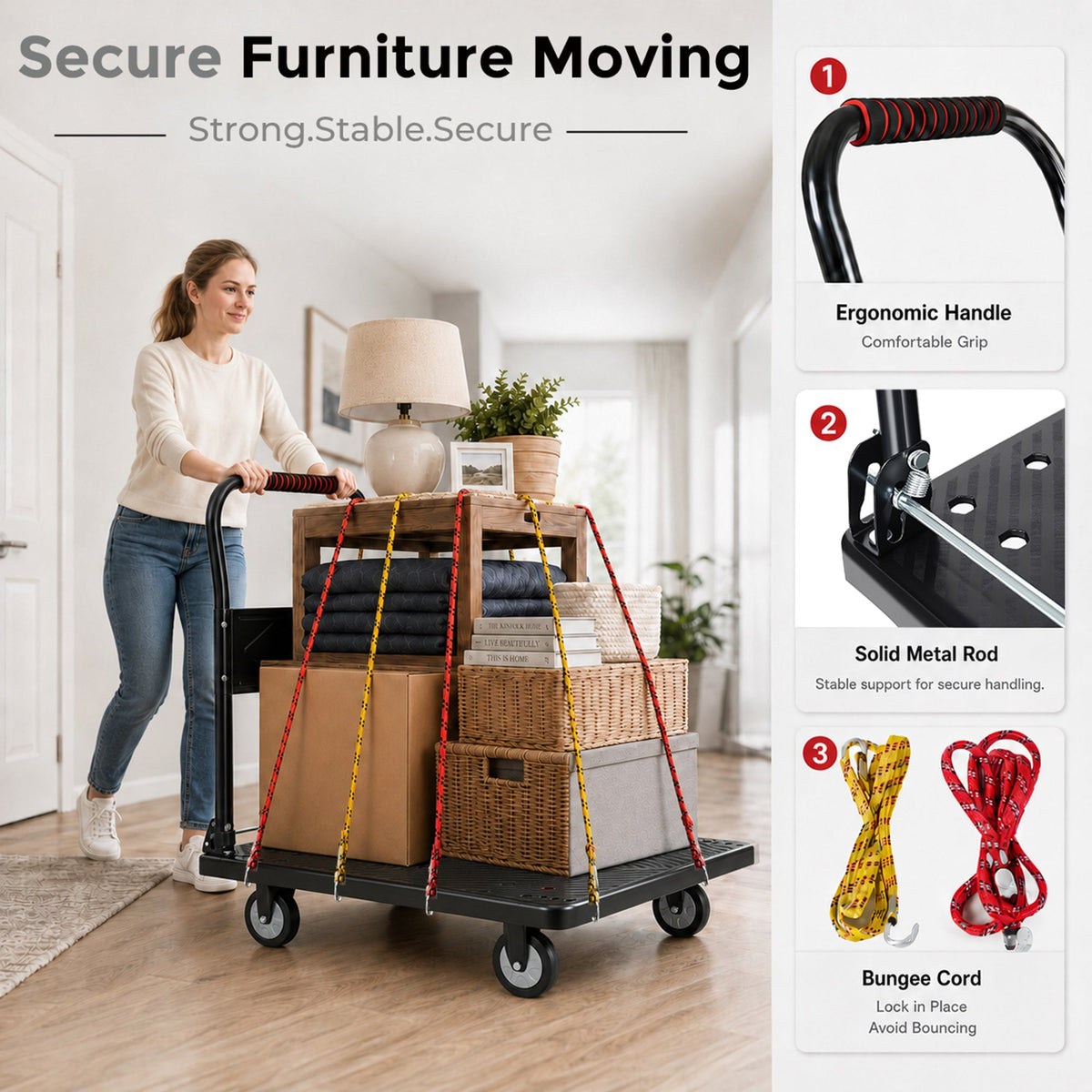 Foldable Platform Truck Handcart with 660 lb Capacity - Steel
