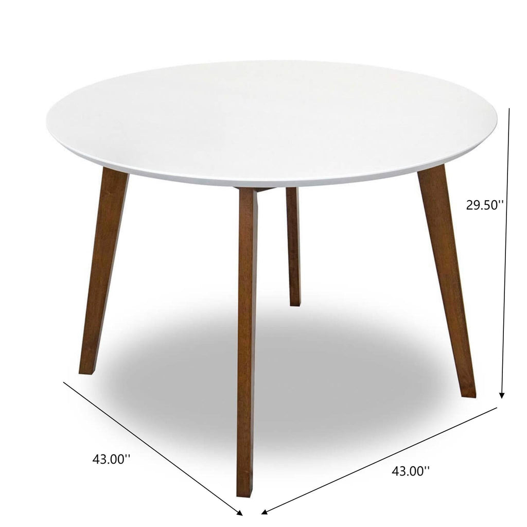 White Solid Wood Dining Table with Water-Resistant Finish - Alina
