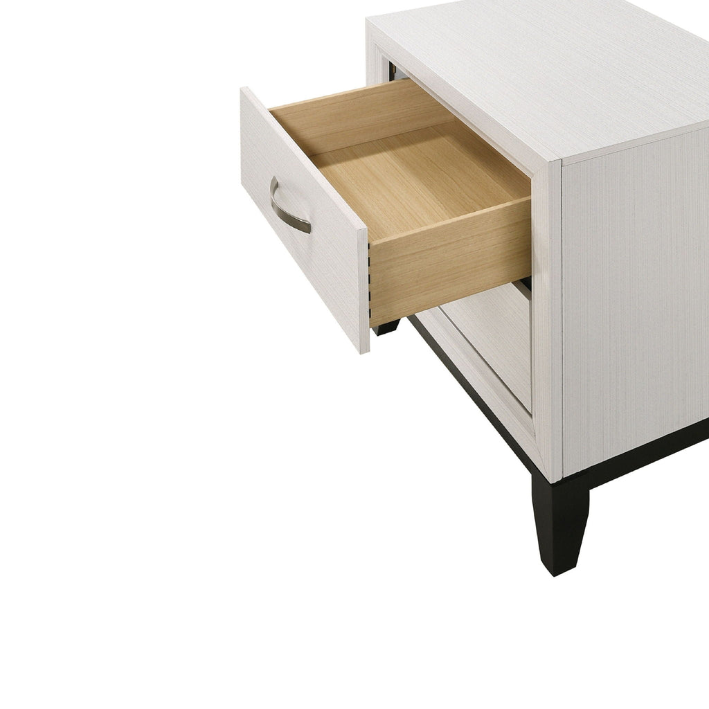 White 2 Drawer Nightstand with Handles - Modern Bedroom Storage