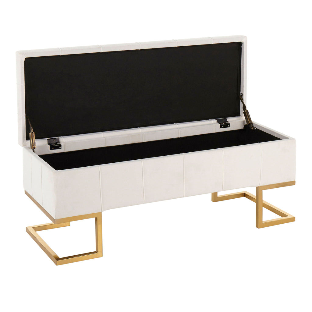 Contemporary Storage Bench with Flip-Top Storage - White