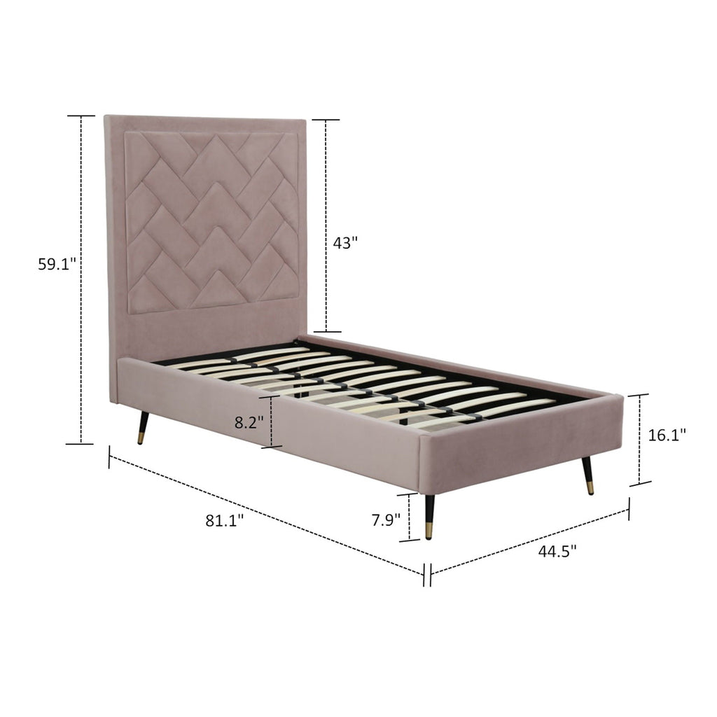 Upholstered Bed with Headboard and Slats - Multiple Colors