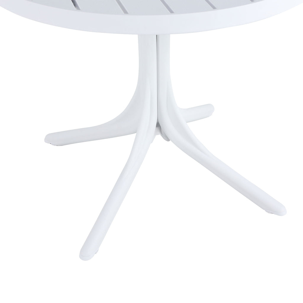 Modern Round Dining Table with Waterproof, UV-Resistant Finish - White