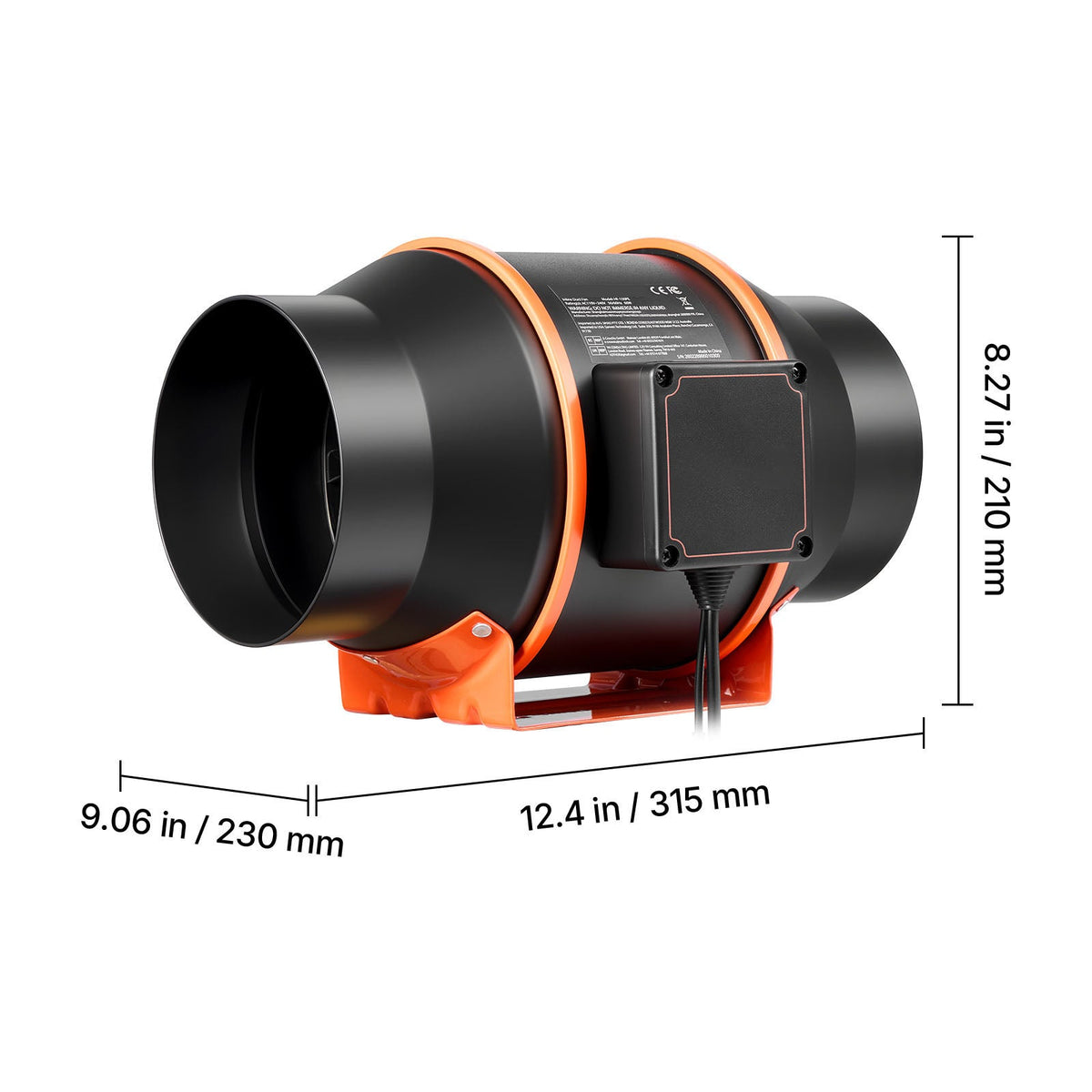 Inline Duct Fan with 402 CFM and 3-Speed Circulation - 6 Inch