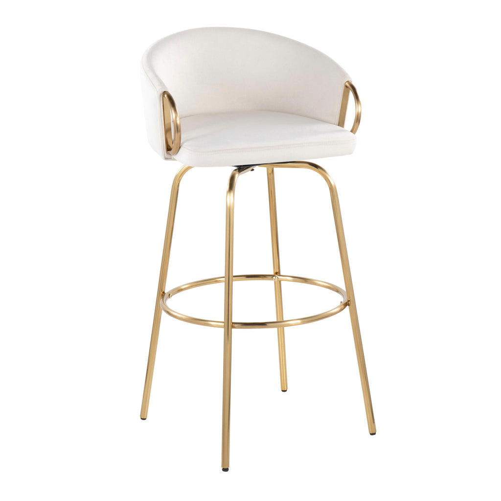 Claire Contemporary Fixed Height Bar Stool Set with Round Footrest - Multiple Colors