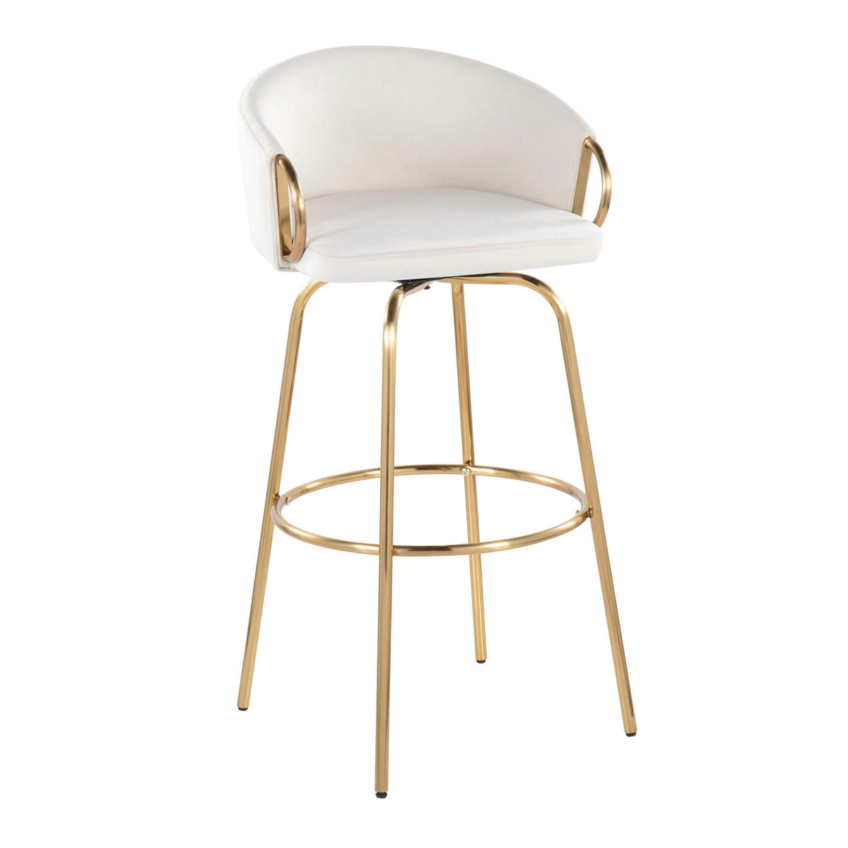 Claire Contemporary Fixed Height Bar Stool Set with Round Footrest - Multiple Colors