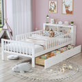 Twin Storage Bed with Headboard Rack & Under-Bed Drawers - Multiple Colors