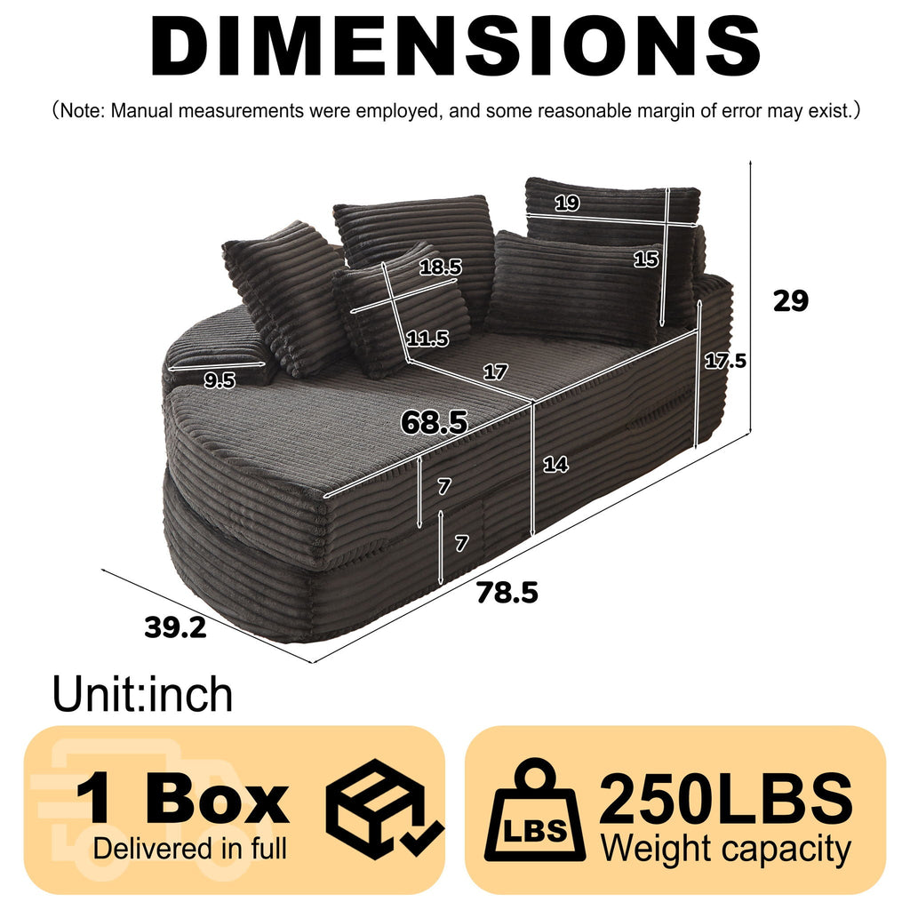 Semi Circular 2-in-1 Sofa Bed with Neck Pillow and Throw Pillows – Multiple Colors