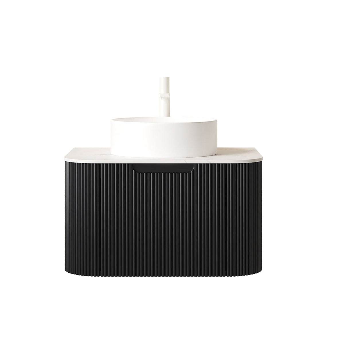 DINA 24" Bathroom Vanity with Floating Striped Cabinet and Ceramic Sink - White & Black