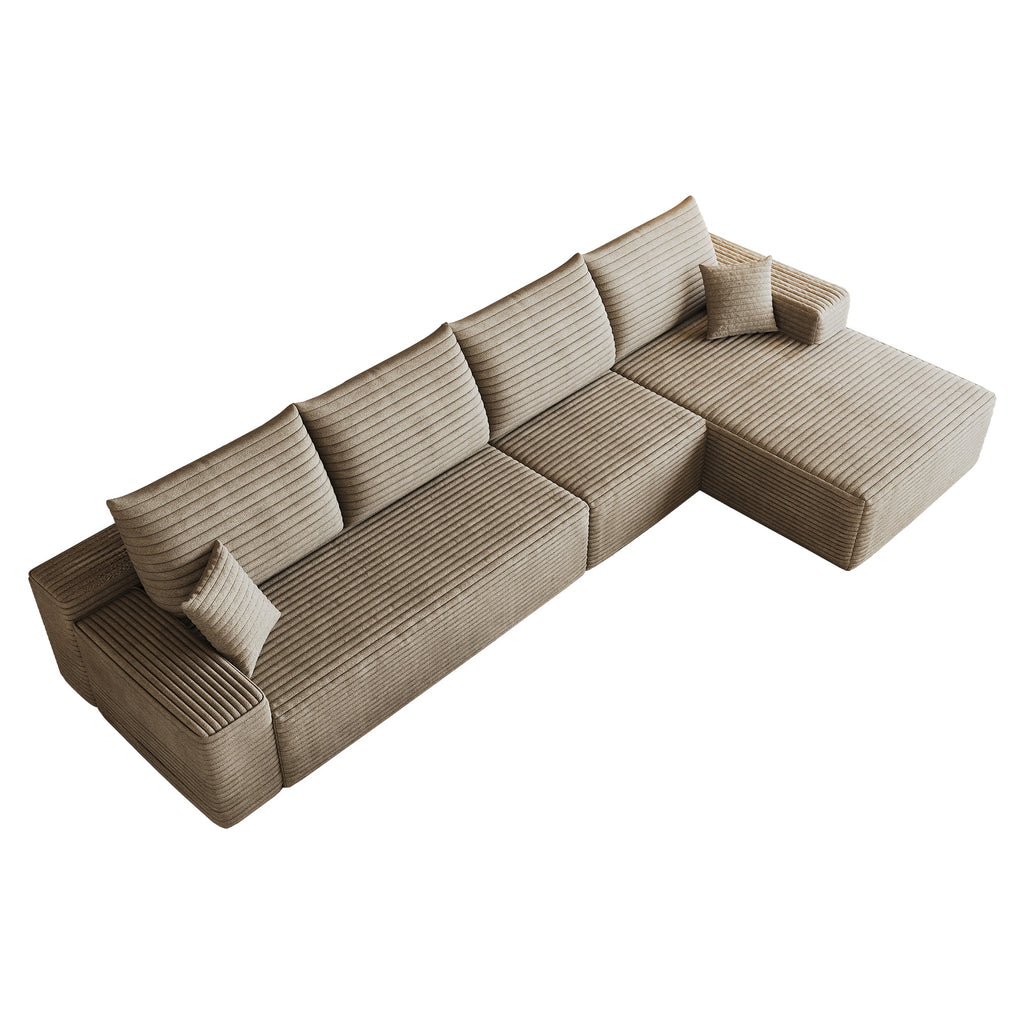 134" Cloud Sectional Couch with L-Shaped Chaise - Camel Corduroy