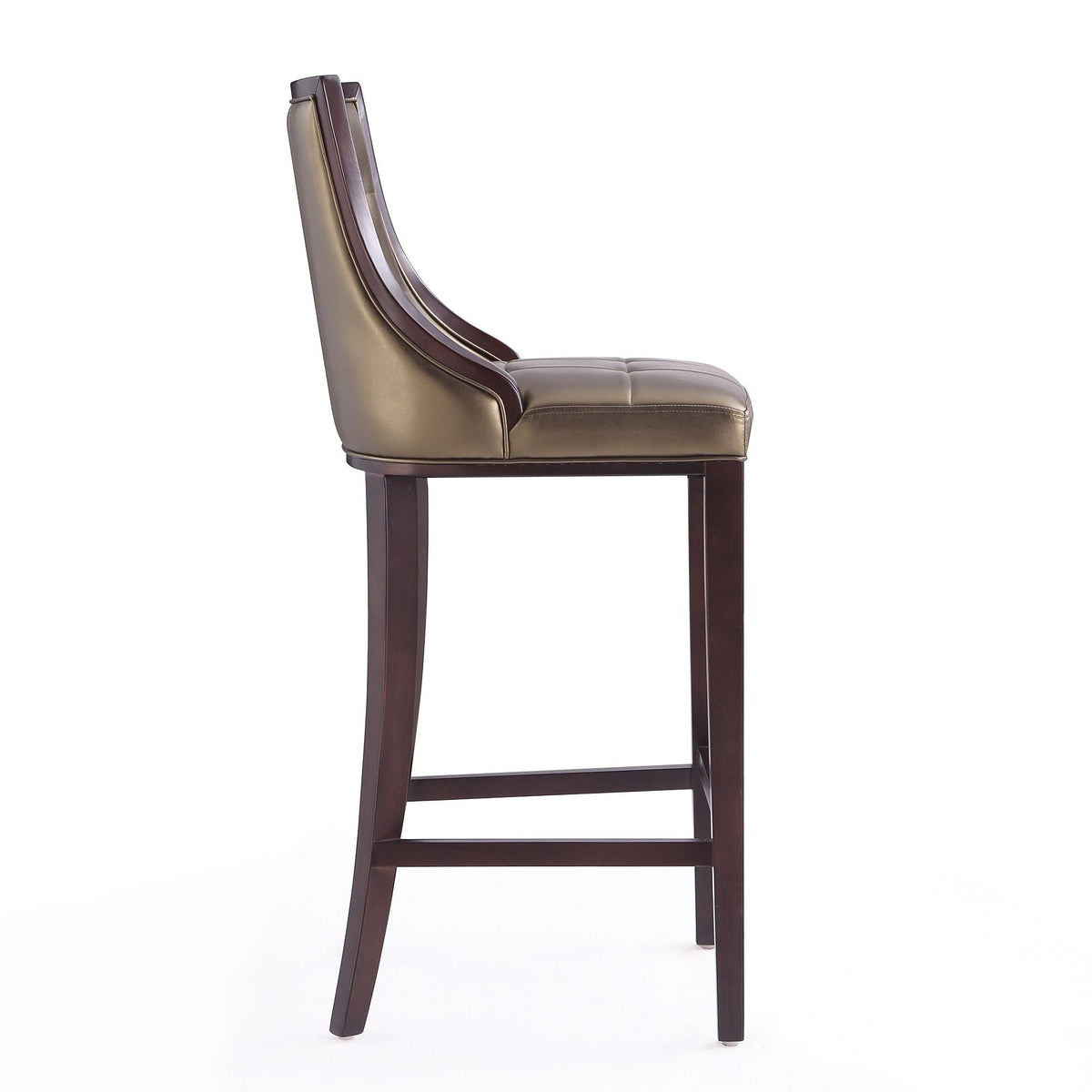 White Bar Height Stool with Solid Wood Frame - Traditional Design