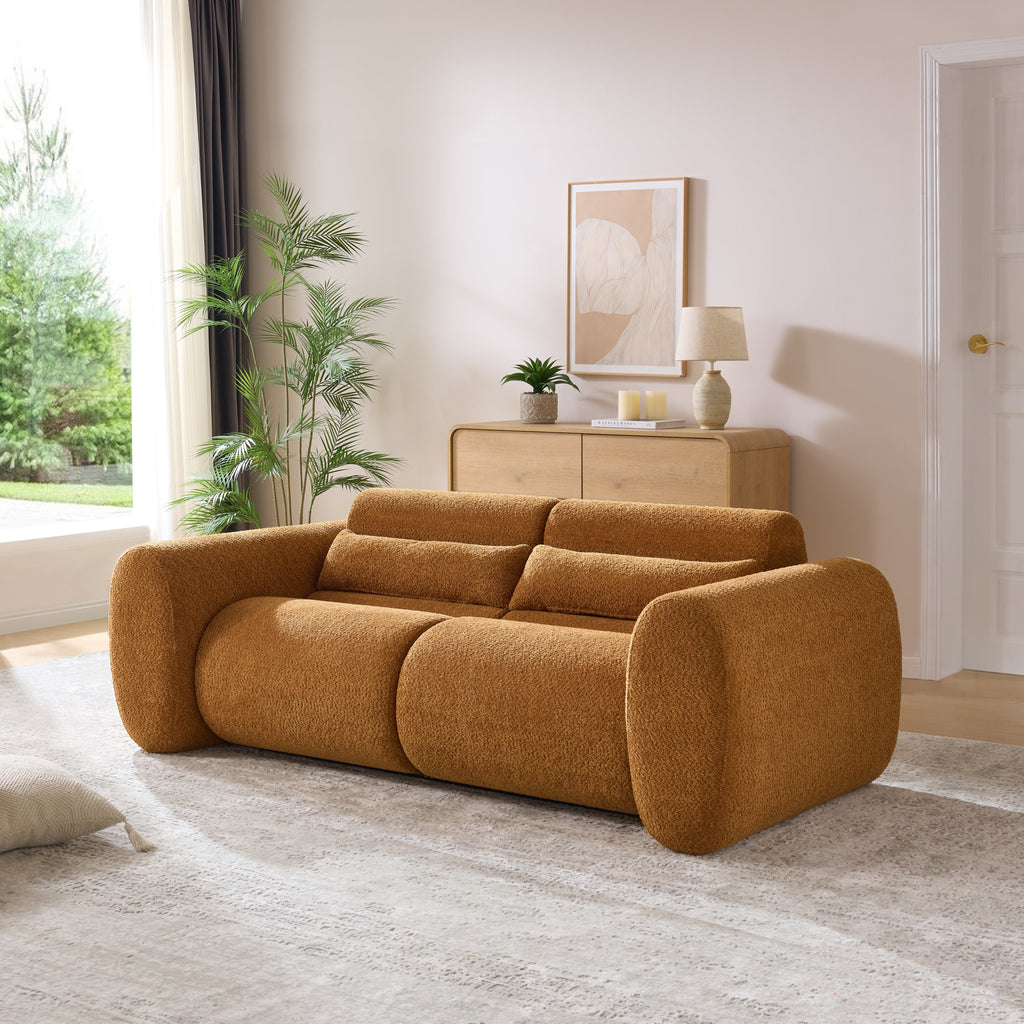 Curved Boucle 3-Seater Sofa with Cloud-Like Cushions - Nomad