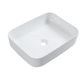 Modern Rectangular Vessel Bathroom Sink with Stain Resistant Ceramic - White