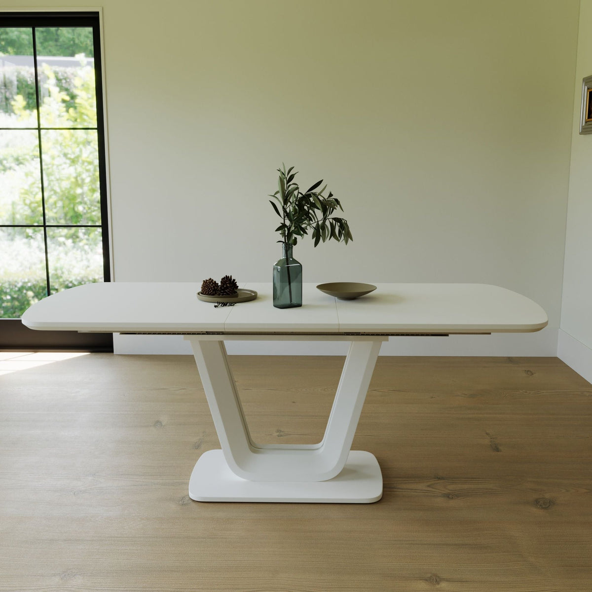Modern Industrial Style Expandable Dining Table with U-Shaped Legs - Antique Gray White