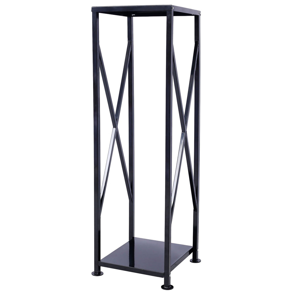 Decorative Firewood Storage Log Rack Holder with Openwork Design - Black