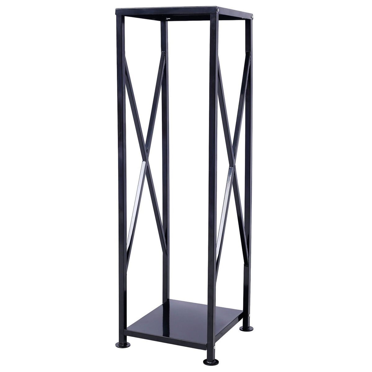 Decorative Firewood Storage Log Rack Holder with Openwork Design - Black