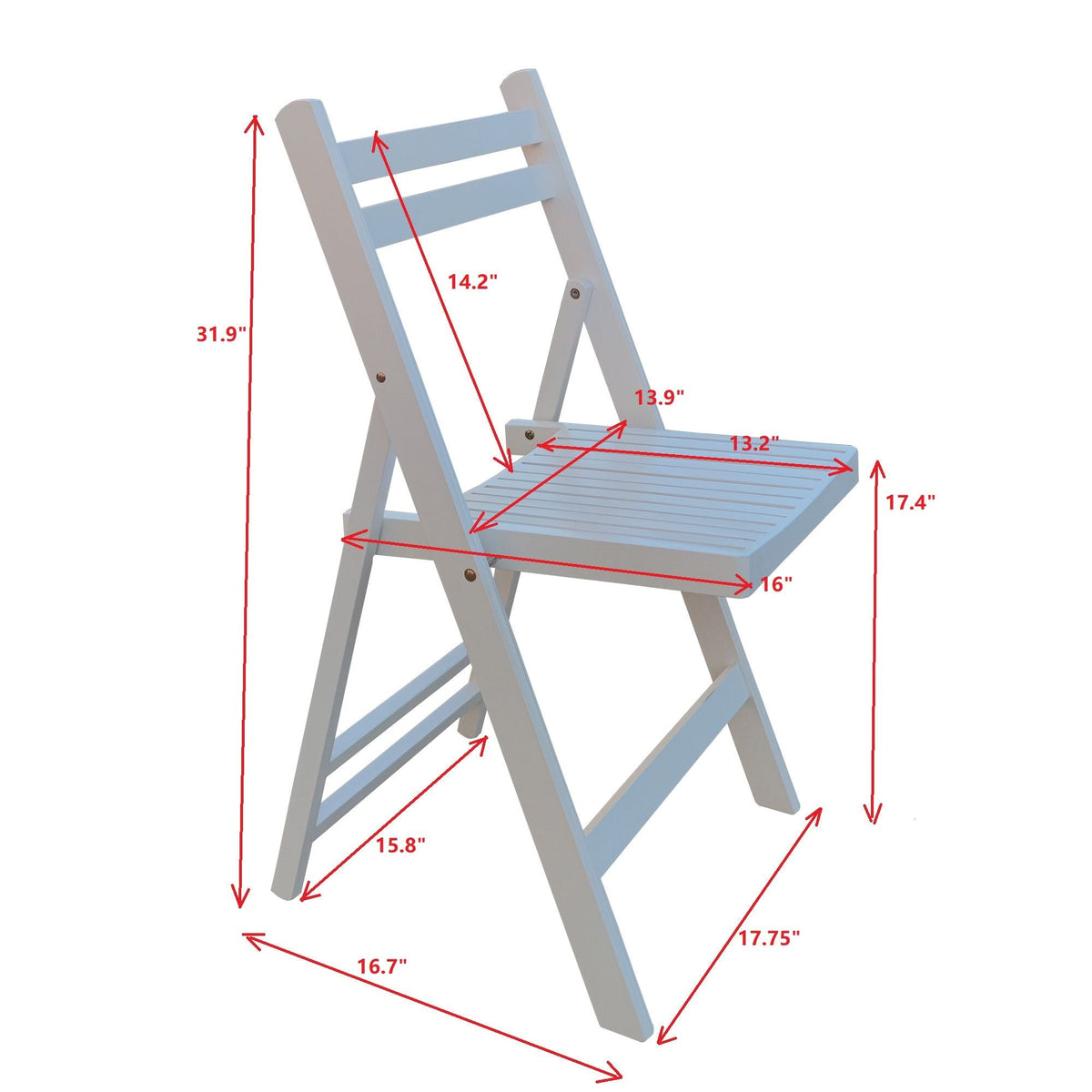 Folding Special Event Chair Set of 4 with Solid Wood Construction - White