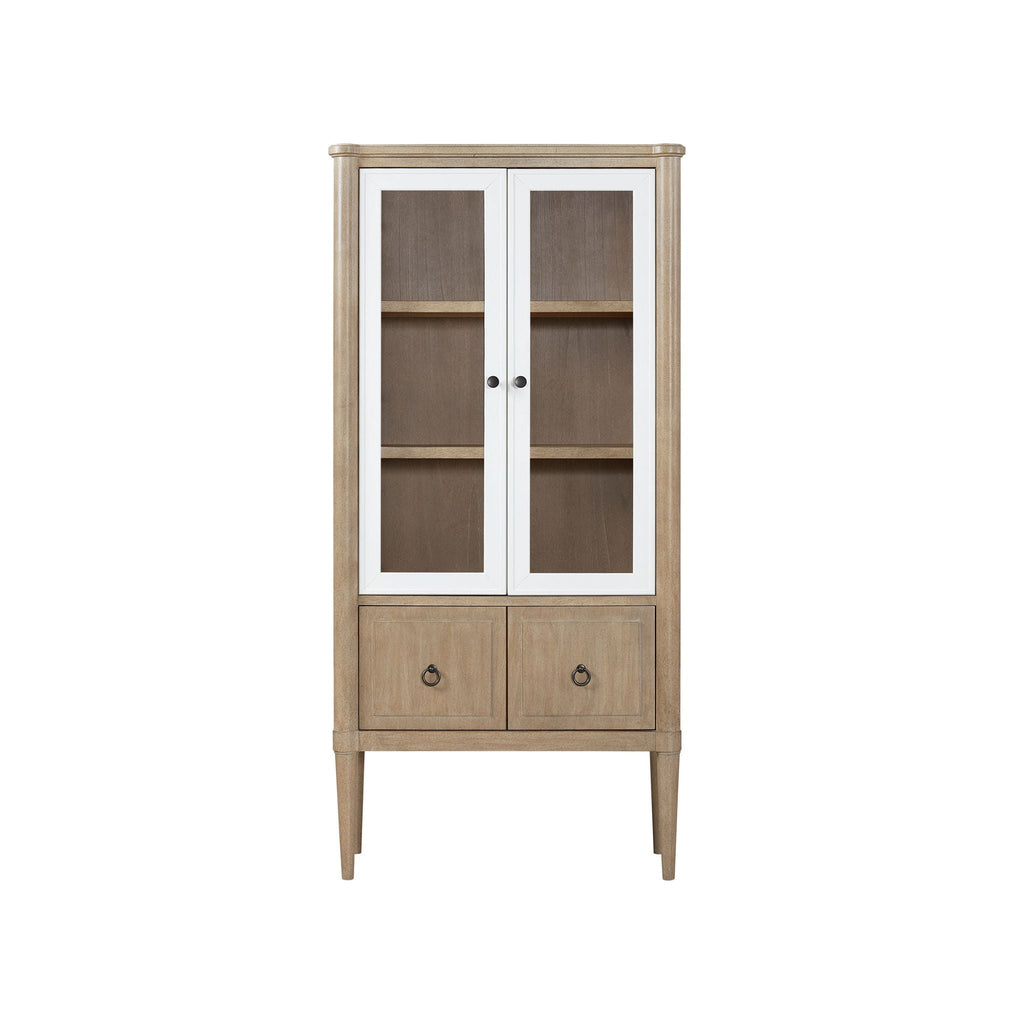 Display Bookcase with Glass Cabinet Doors - Sand
