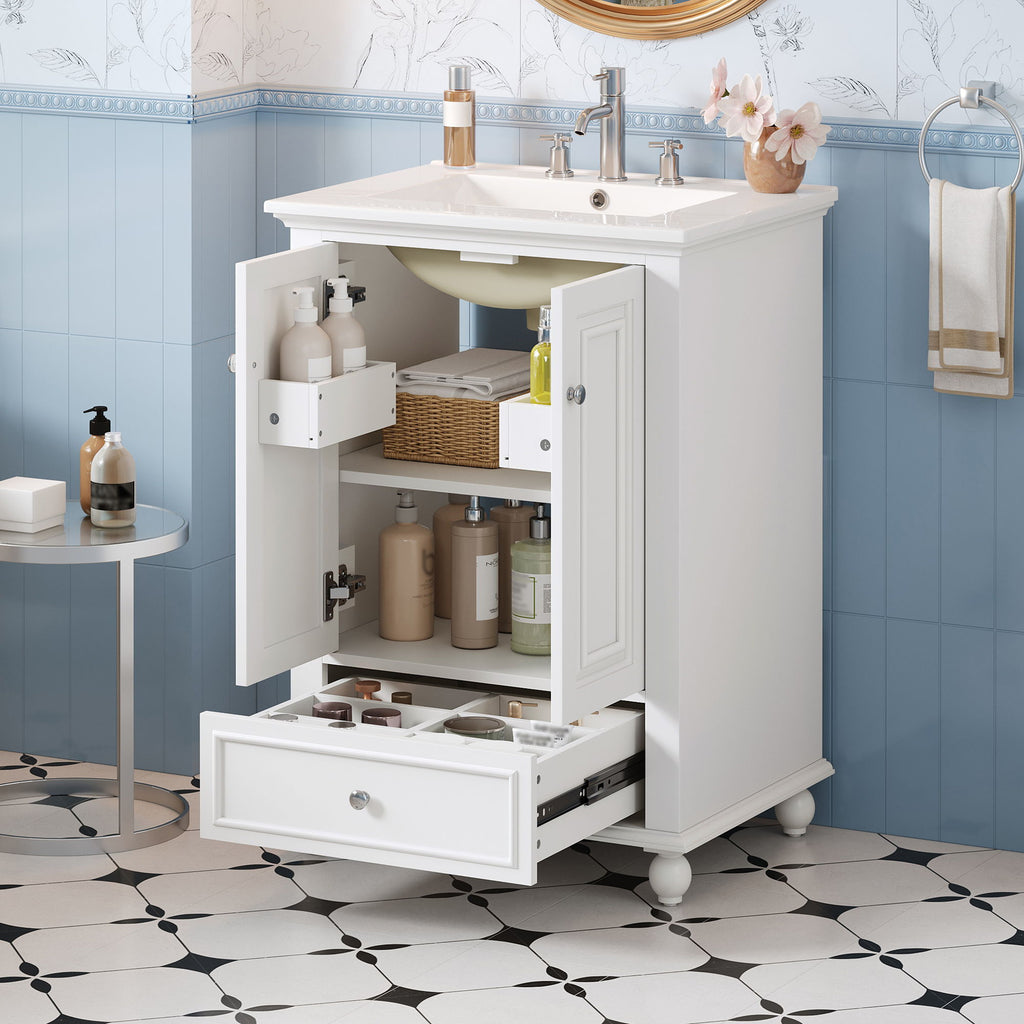 Modern Bathroom Vanity With Sink, Cabinet, And Drawers