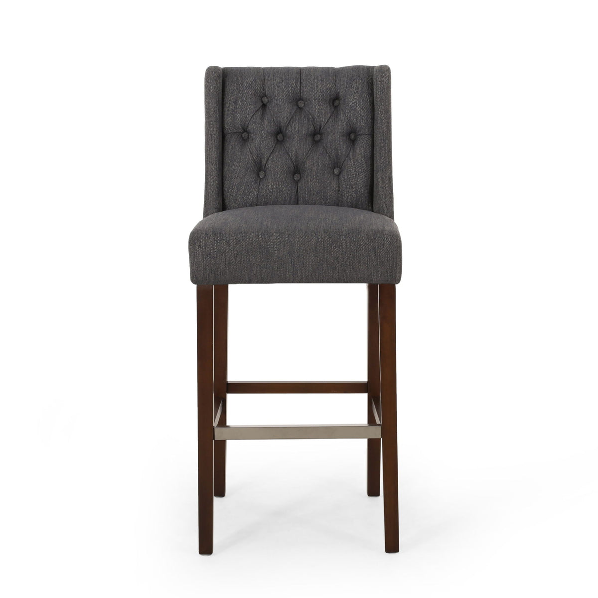 Upholstered Barstool with Button Tufted Wing Back - Multiple Colors