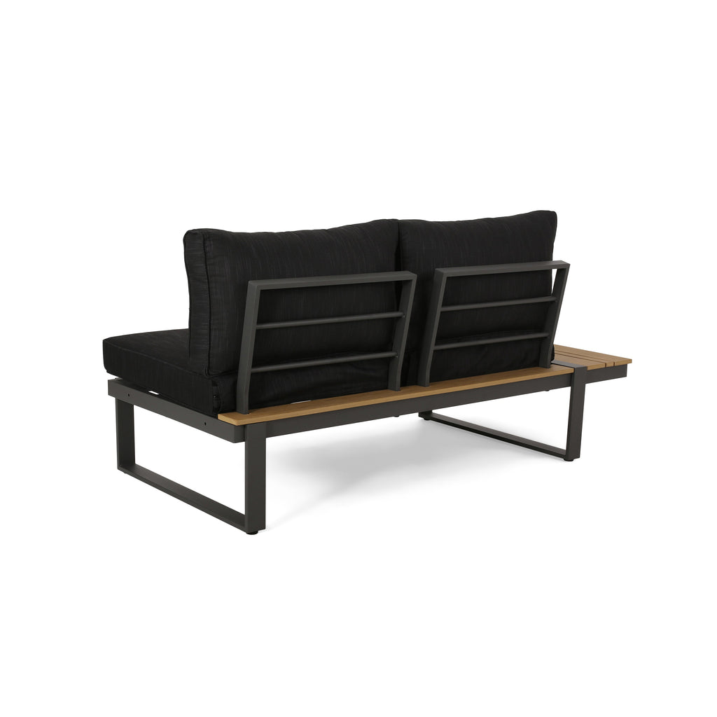 Sterling Left Arm Sofa Seater with Aluminum & Acacia Wood - Dark Gray