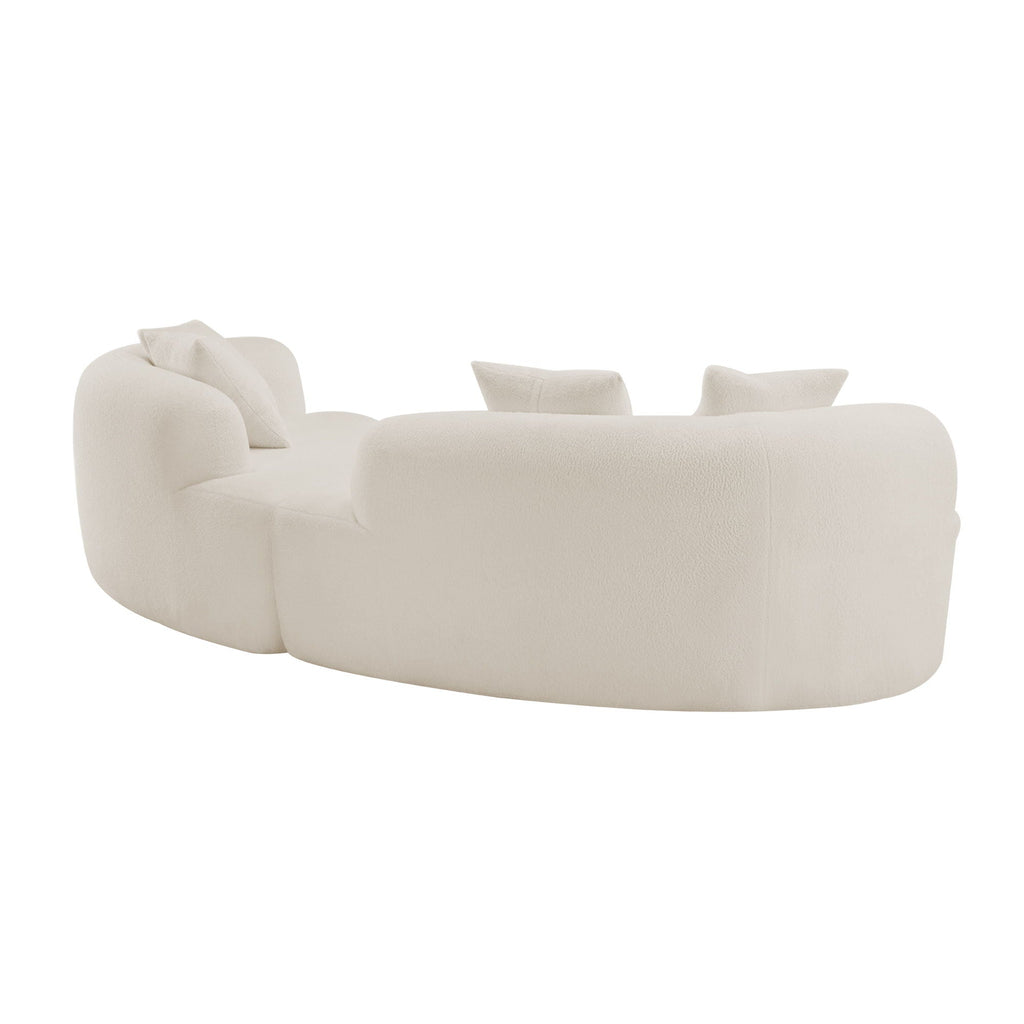 Curved 4 Seater Full Compression Sponge Sofa with Soft Upholstery - White or Gray