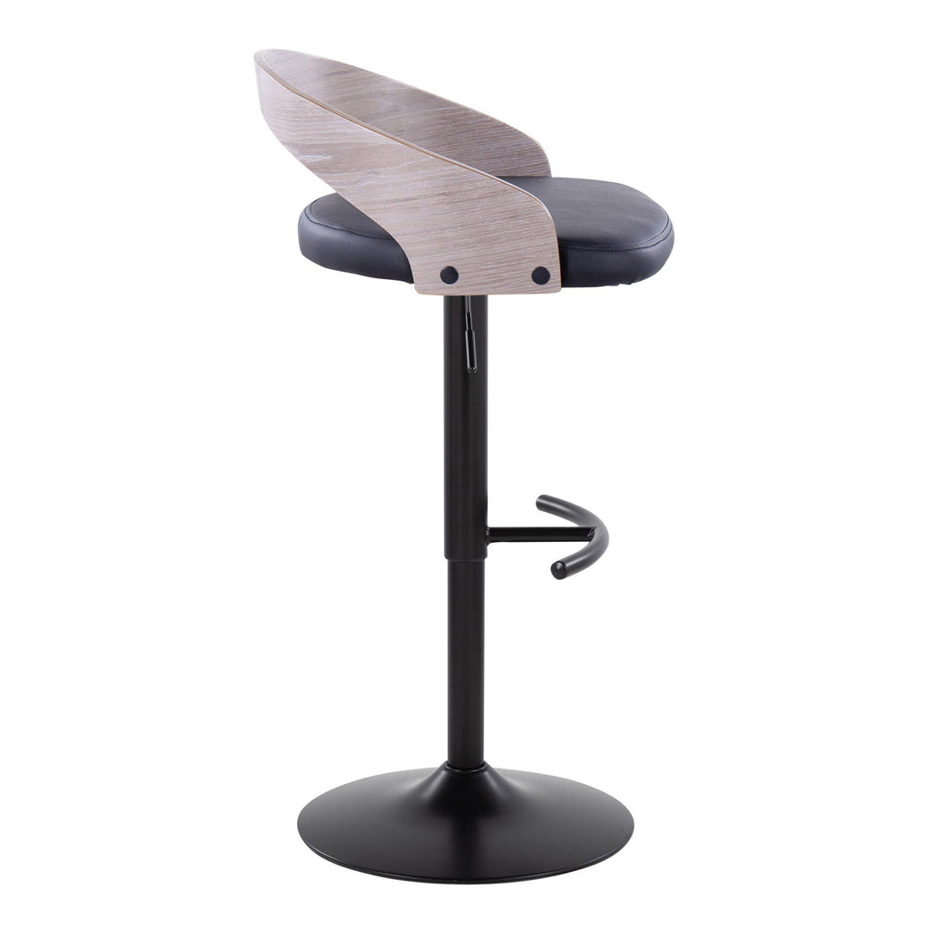 Adjustable Swivel Barstool Set with Cushioned Seat and T Footrest - White or Black