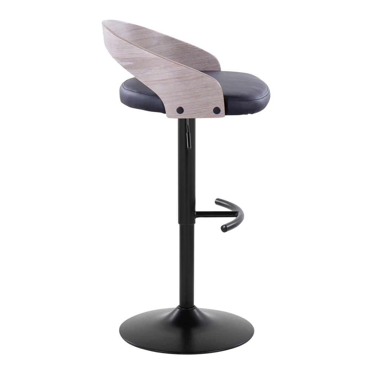Adjustable Swivel Barstool Set with Cushioned Seat and T Footrest - White or Black