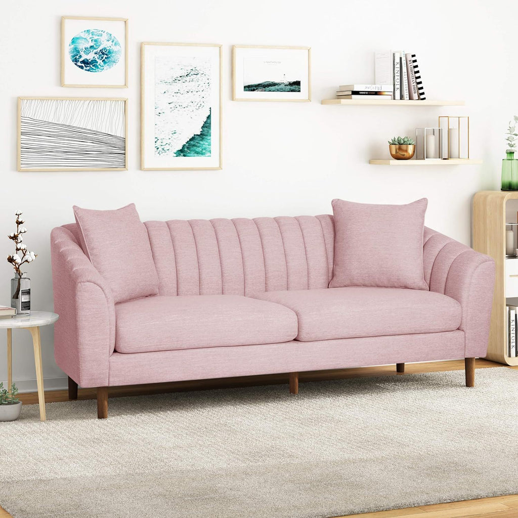 Contemporary 3 Seater Sofa with Button Tufted Accents - Dark Green or Beige
