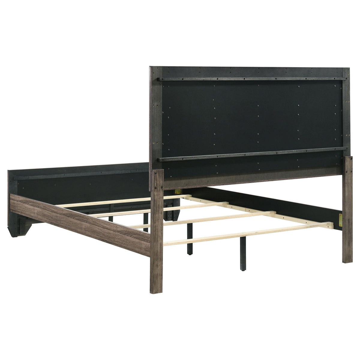 Oatfield Panel Bed with Slatted Design - Dark Brown