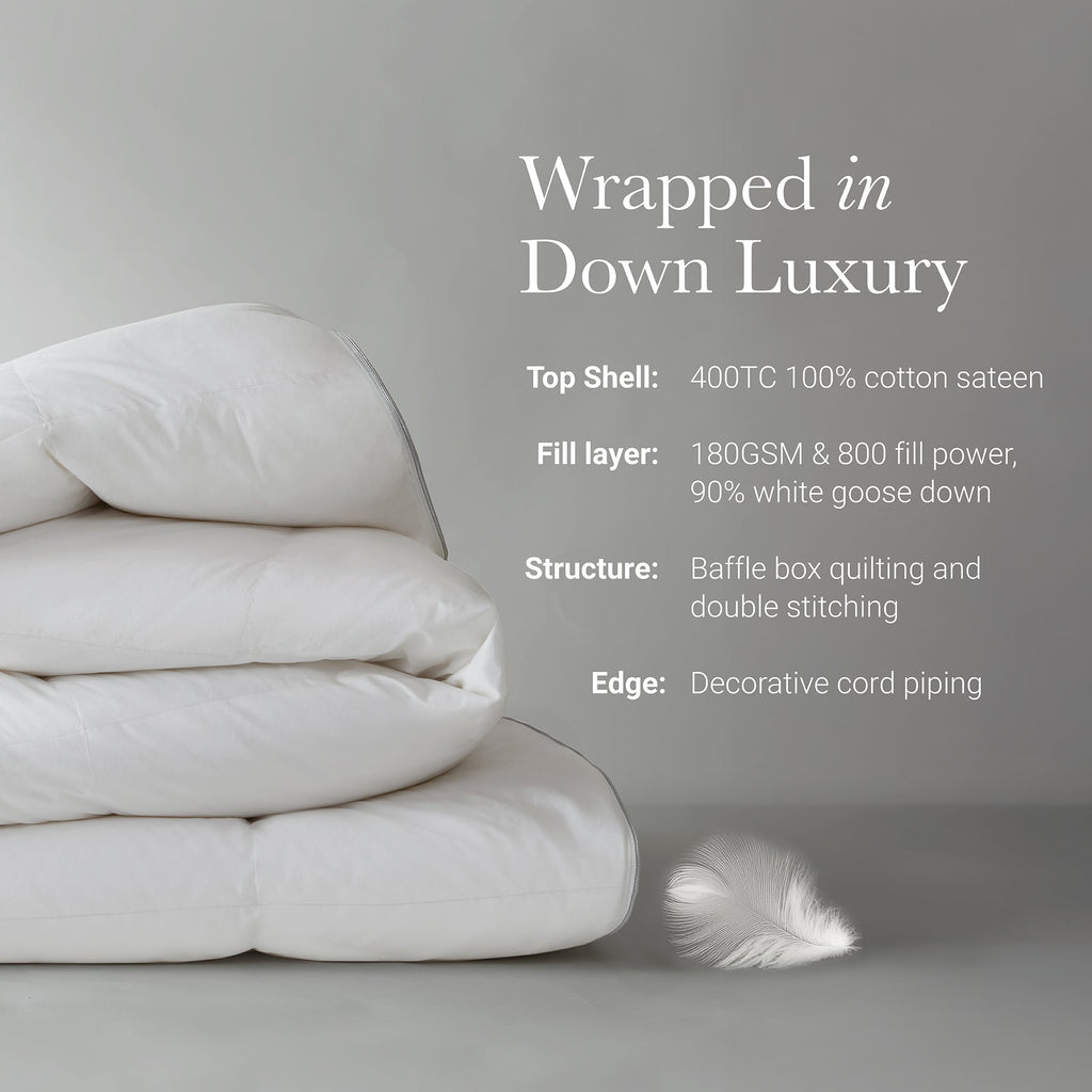 King/Cal King 100% Cotton Shell Comforter with Generous Sizing - White
