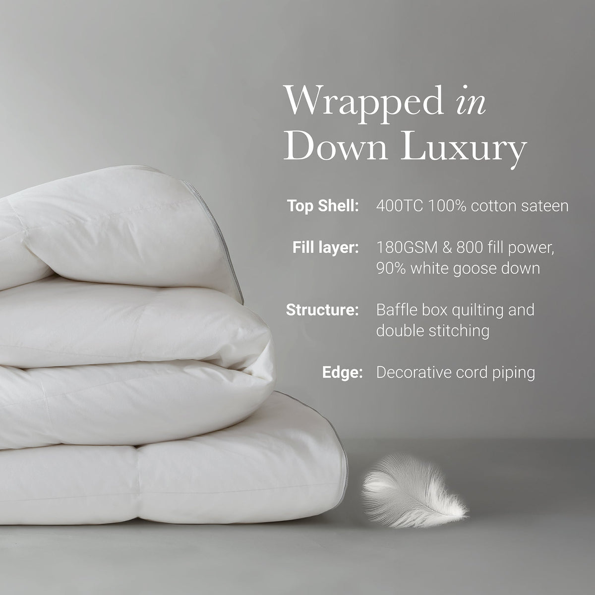 King/Cal King 100% Cotton Shell Comforter with Generous Sizing - White