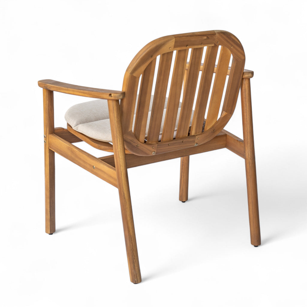 Meja Dining Chair with Cushion, Set of 2 - Acacia Wood Patio Seating
