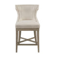 Carson Counter Stool with Swivel Seat - Wingback Design - Beige, Gray, Blue