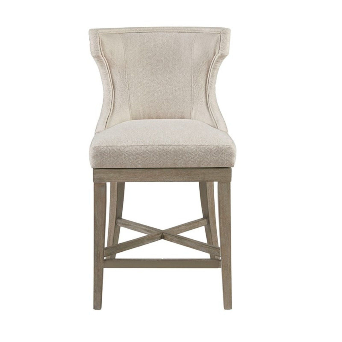 Carson Counter Stool with Swivel Seat - Wingback Design - Beige, Gray, Blue