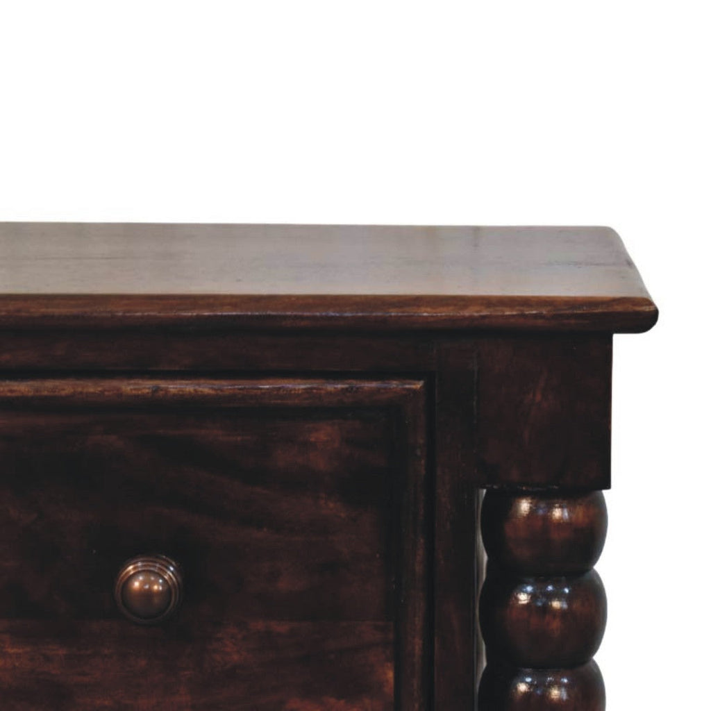 Solid Wood Spindle Duo Bedside Nightstand with Dual Storage - Natural Wood